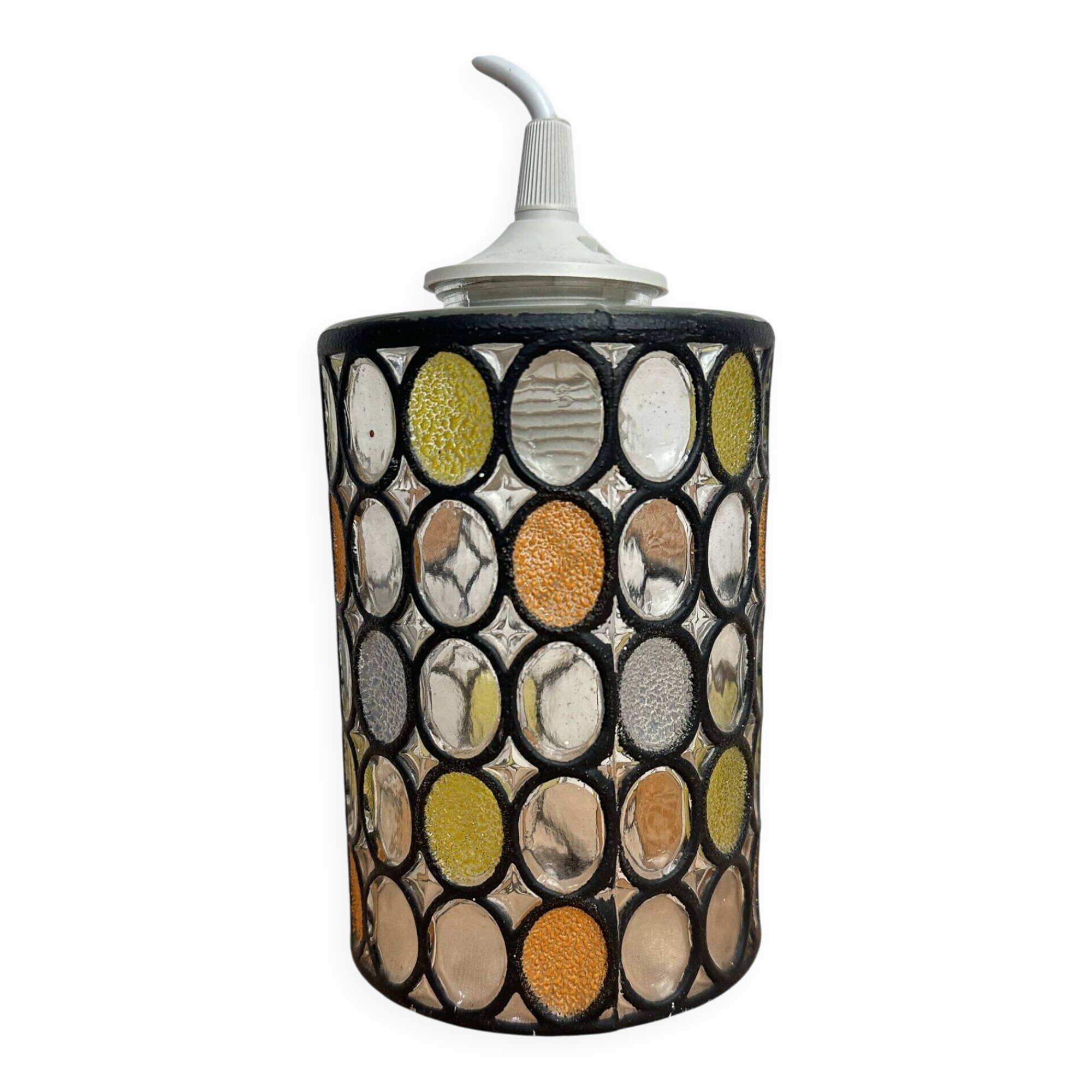 Vintage glass pendant light Limburg 1970s