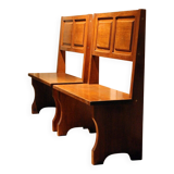 Vintage Italian Modern High Back Bench in Wood, 1950s