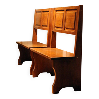 Vintage Italian Modern High Back Bench in Wood, 1950s