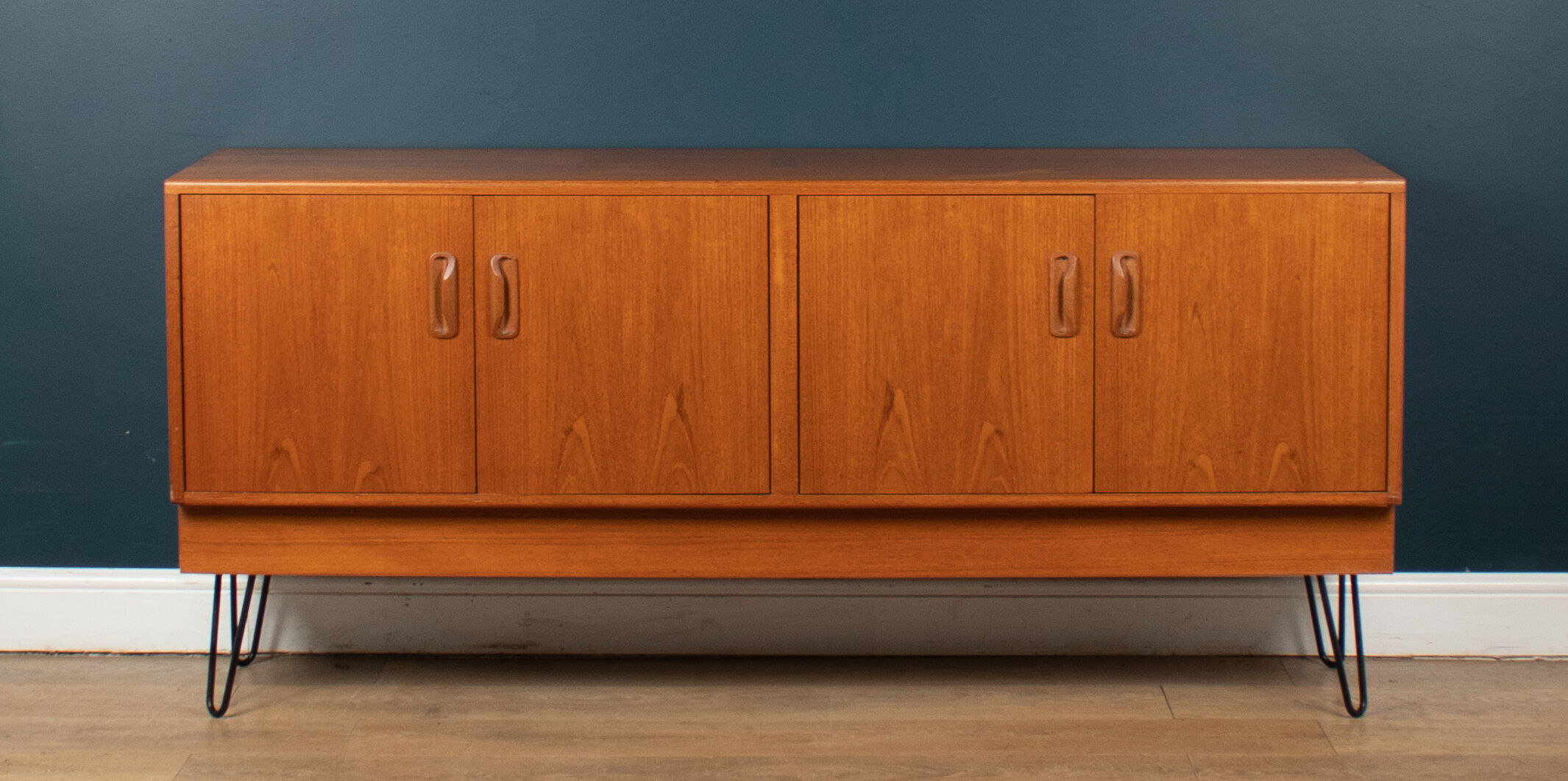 Long Restored Teak Retro 1960s G Plan Fresco Sideboard On Hairpin Legs