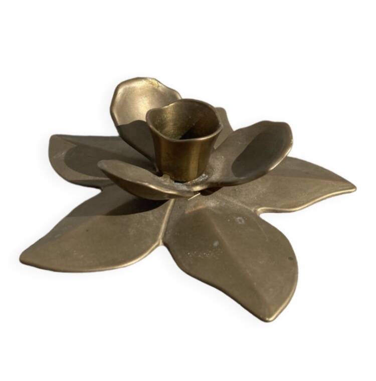 Bougeoir fleur laiton doré