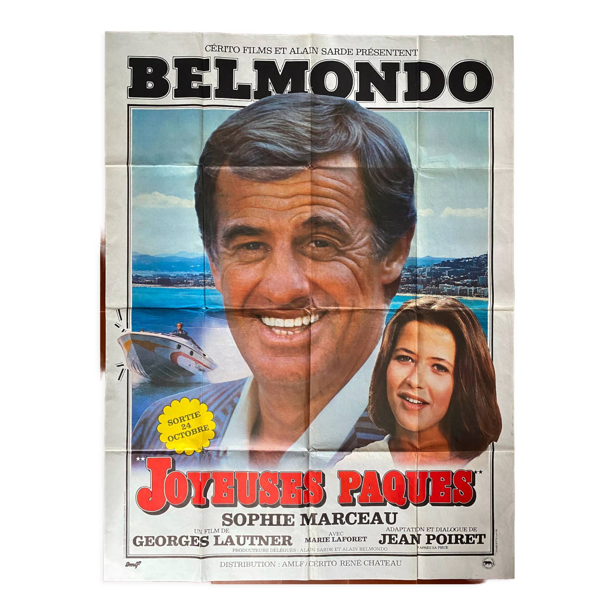 Original cinema poster "Joyeuses Paques" Jean-Paul Belmondo 120x160cm 1984