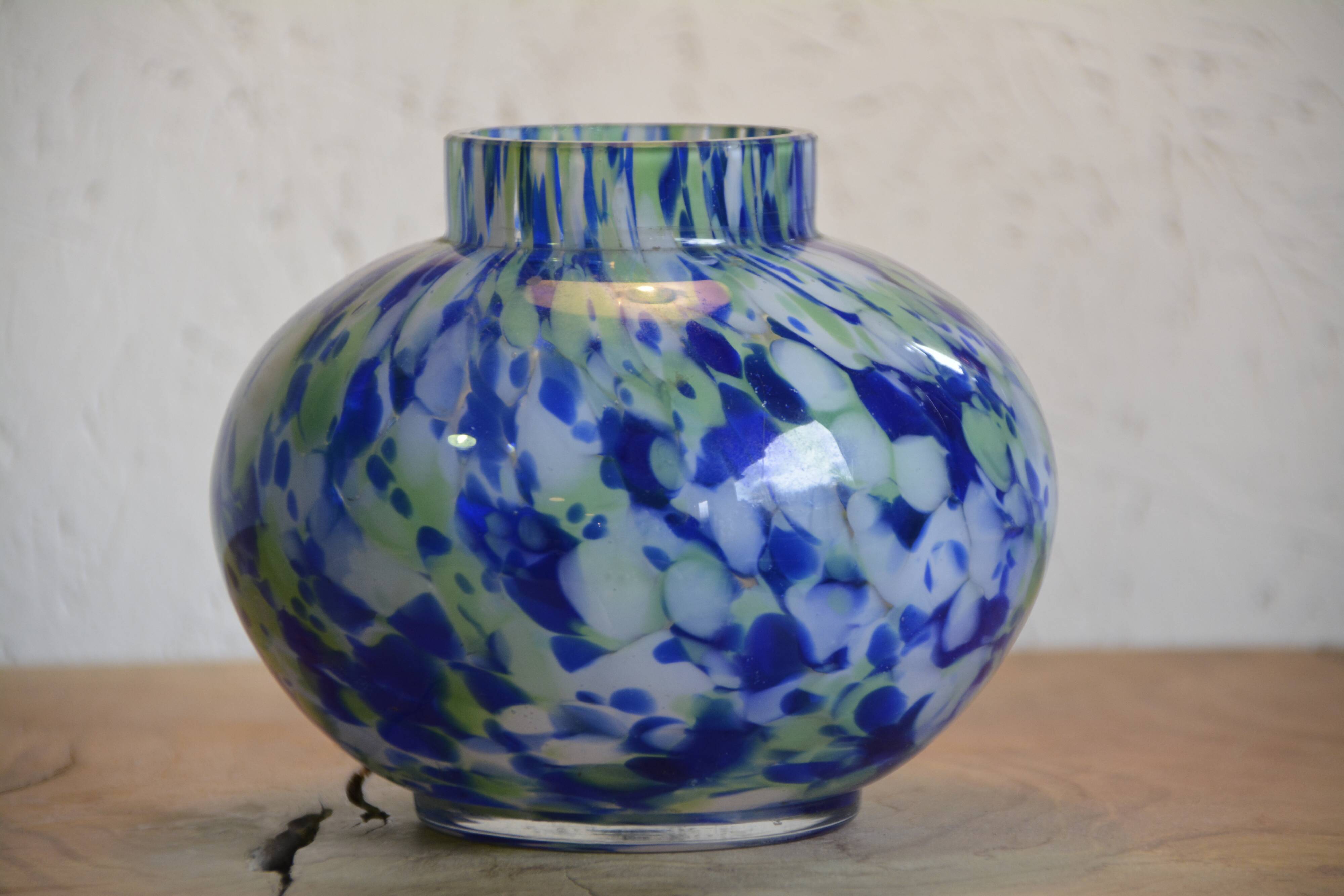 Vase boule bleu et vert