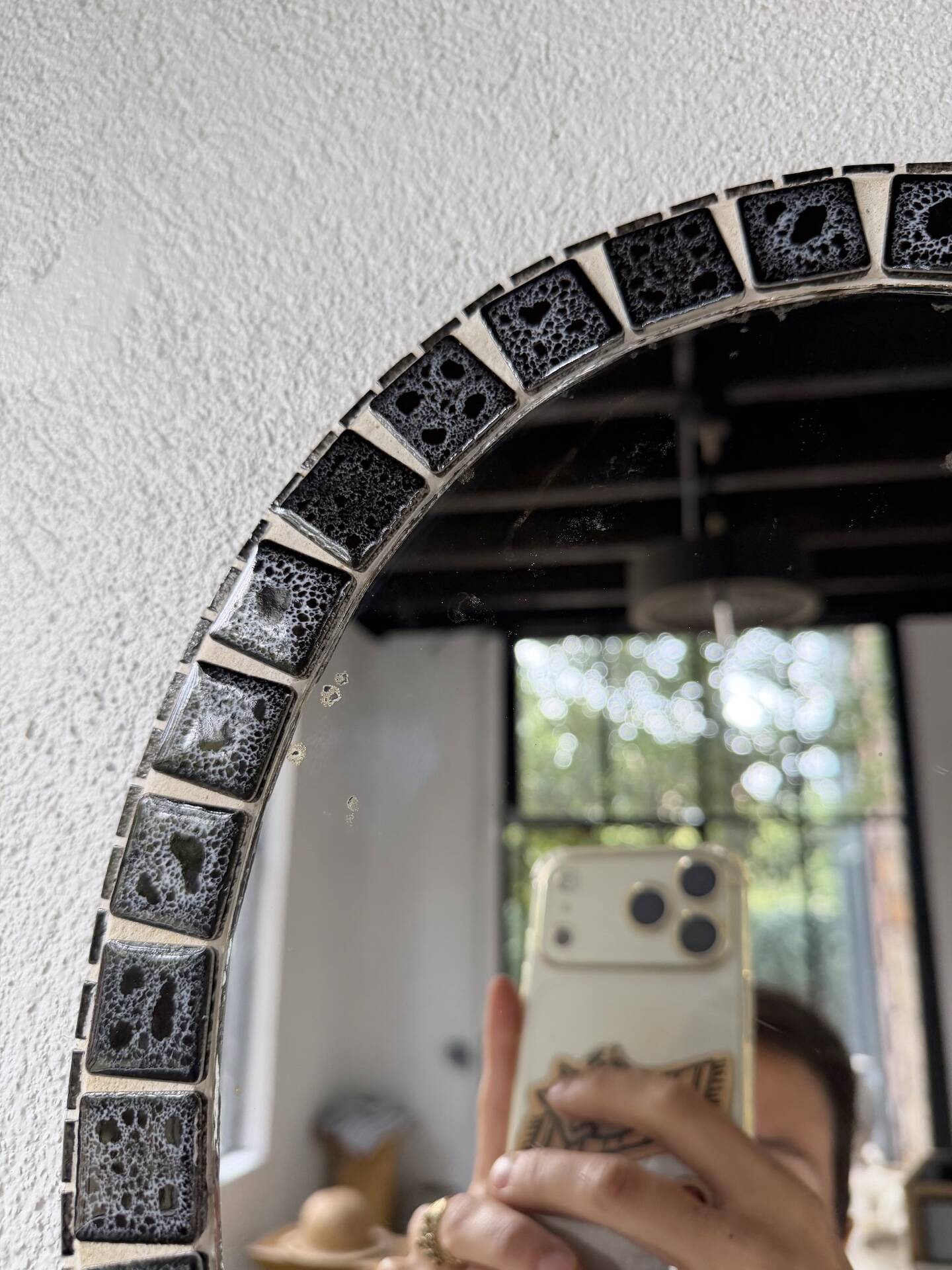 Oval ceramic mosaic mirror from the 50s/60s.