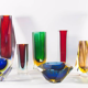 Cendrier Murano Mandruzzato bleu et jaune