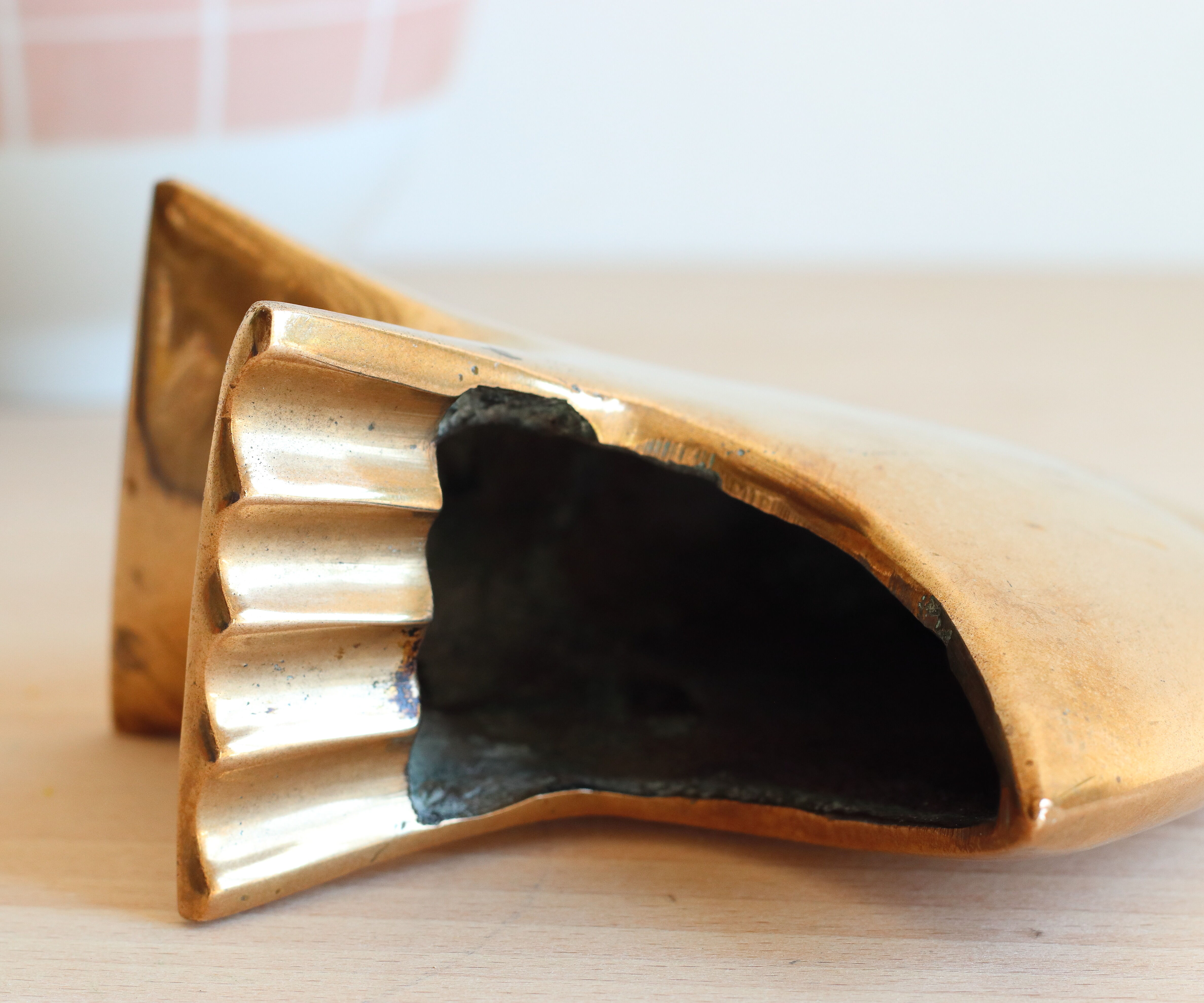 1960s solid brass ashtray in the shape of a stylized fish
