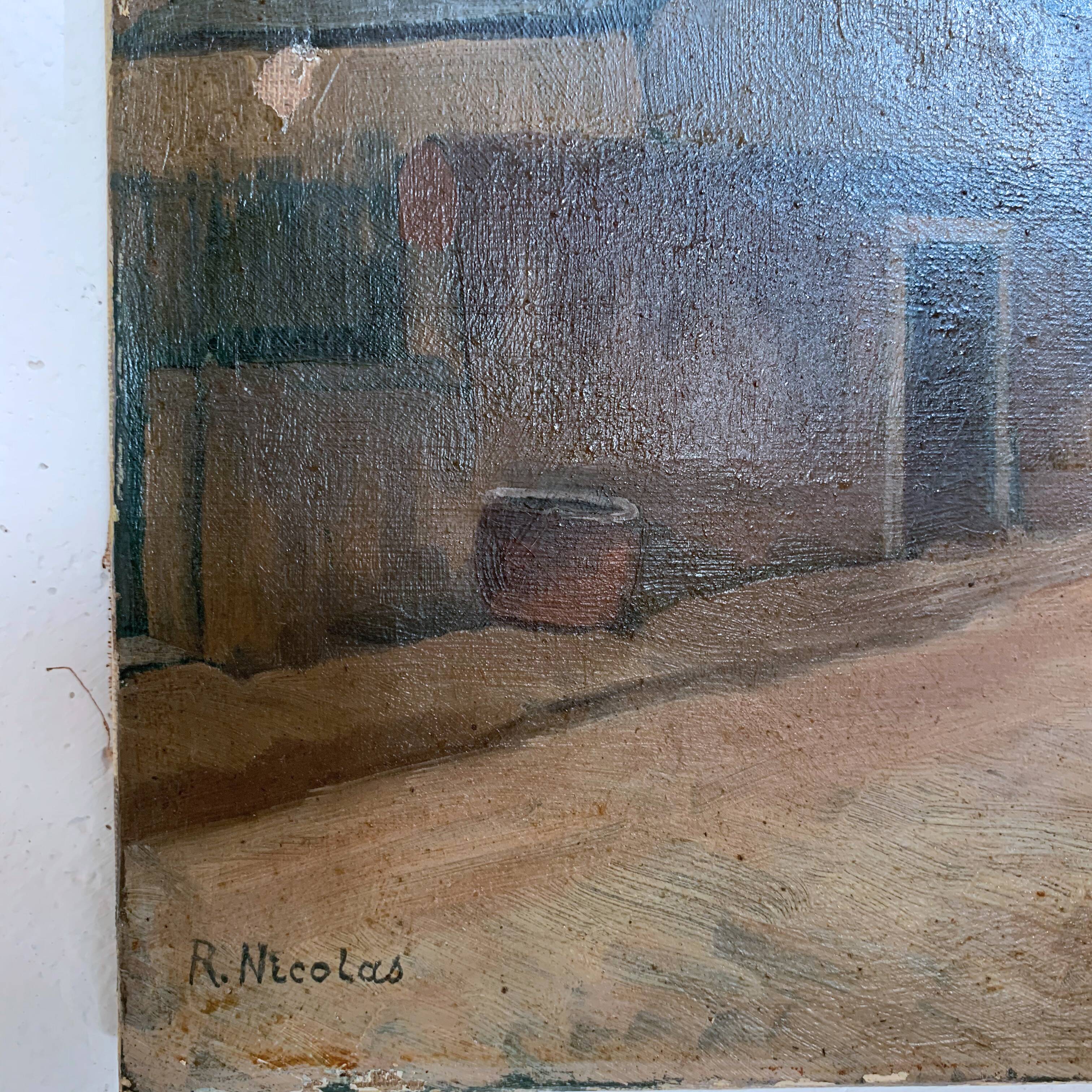 Old village painting and its church