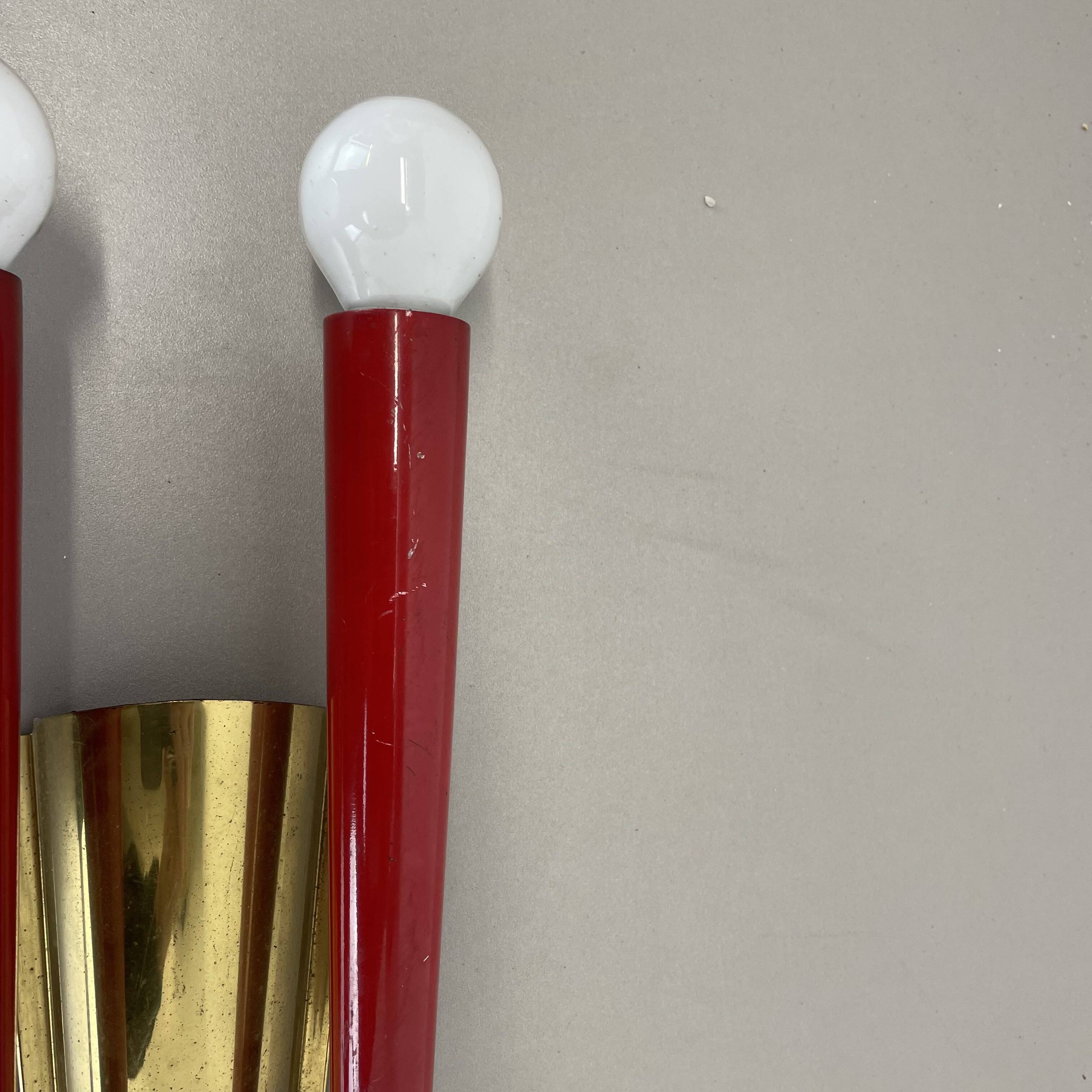 rare minimalist 32cm Brass Theatre Wall Light Sconce, Italy 1950s