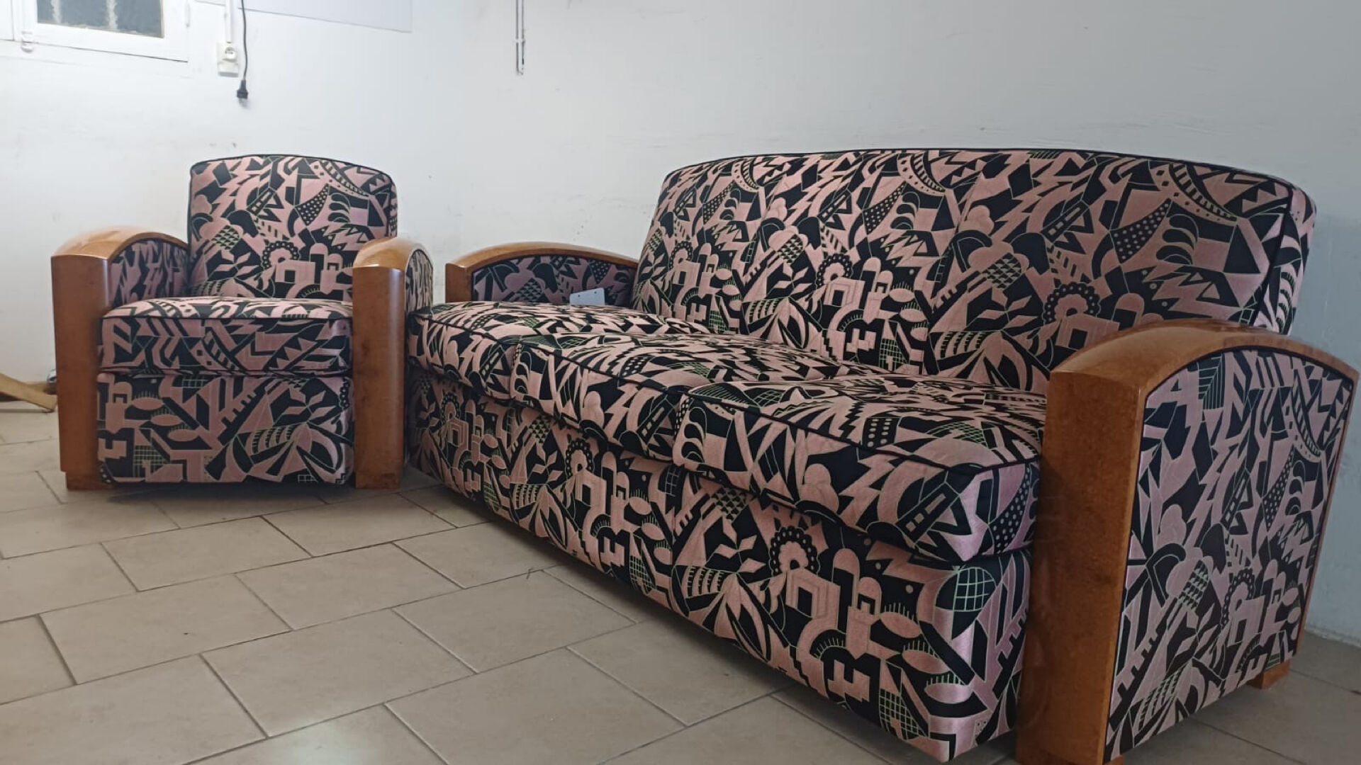 Canapé convertible et fauteuil art déco