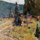 HSP table "the wooded meadow" Ukrainian school XX signed + frame