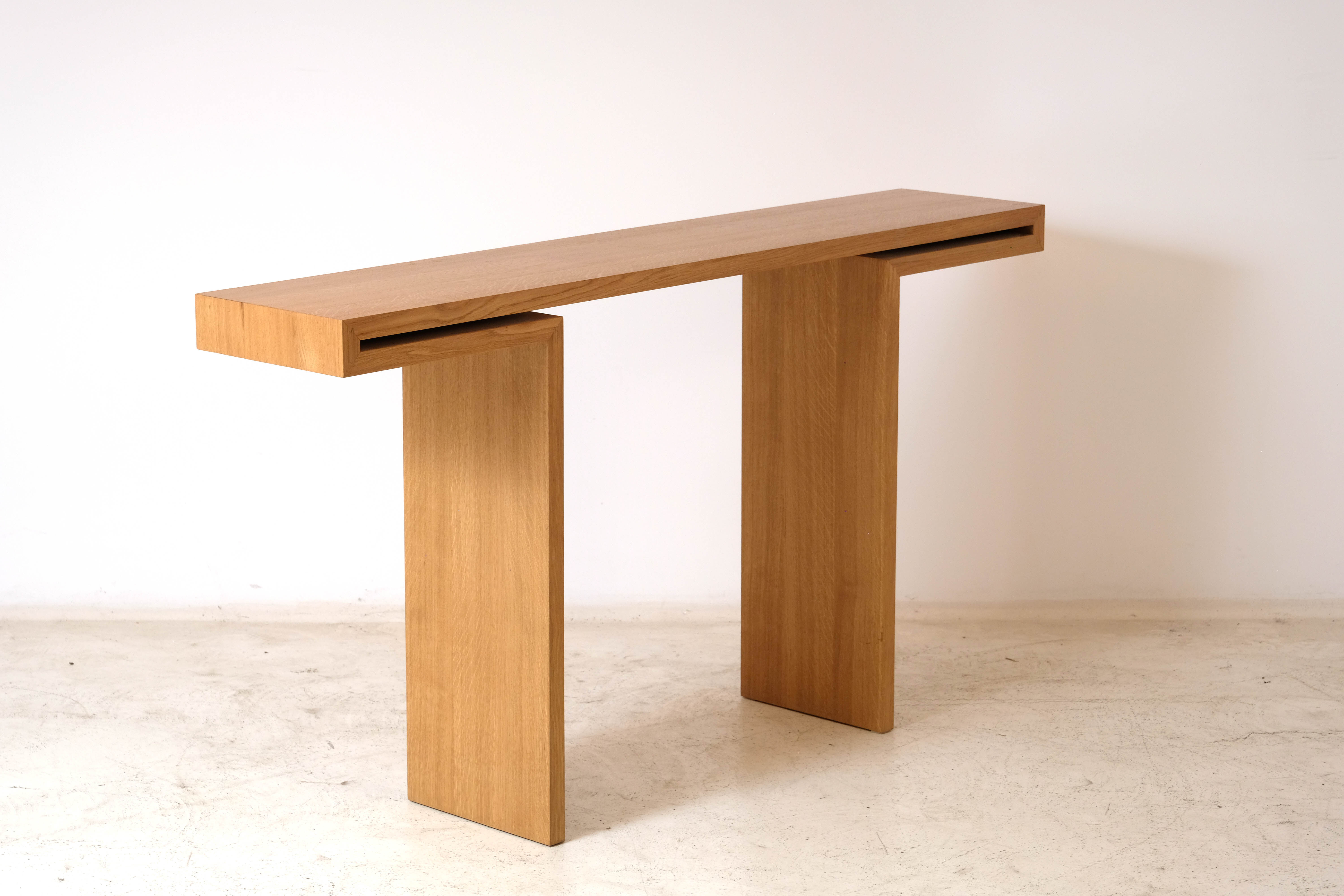 Modern solid oak wall console