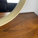 Vintage round plastic mirror, 1980, cream color