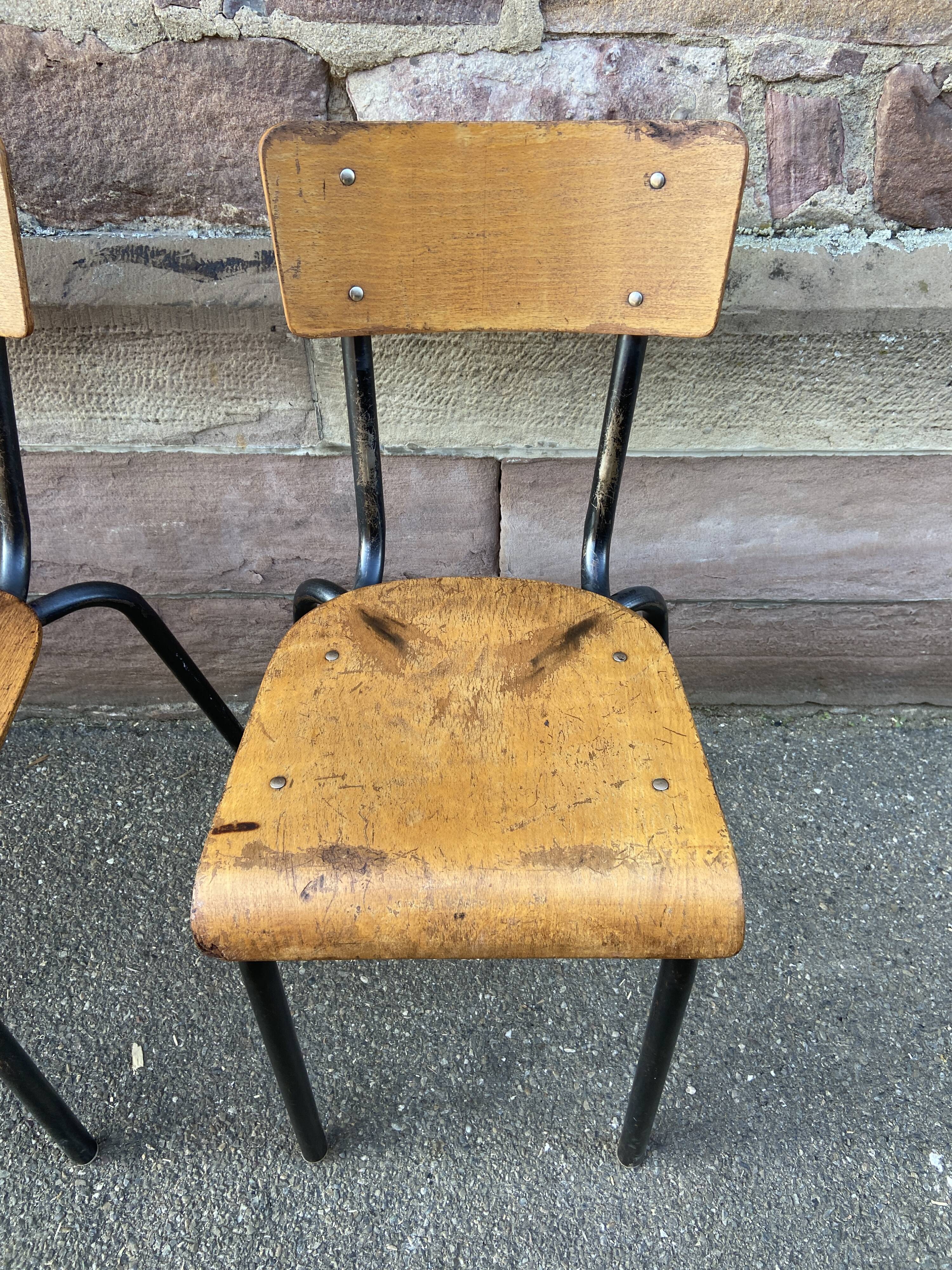 4 vintage 60s school chairs