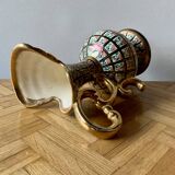 Ancien vase - Hubert Bequet - décor floral peint à la main - Made in Belgium