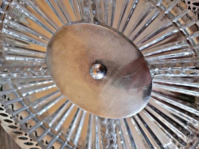 Art Deco style silver-plated metal and glass aperitif tray, 5 compartments.