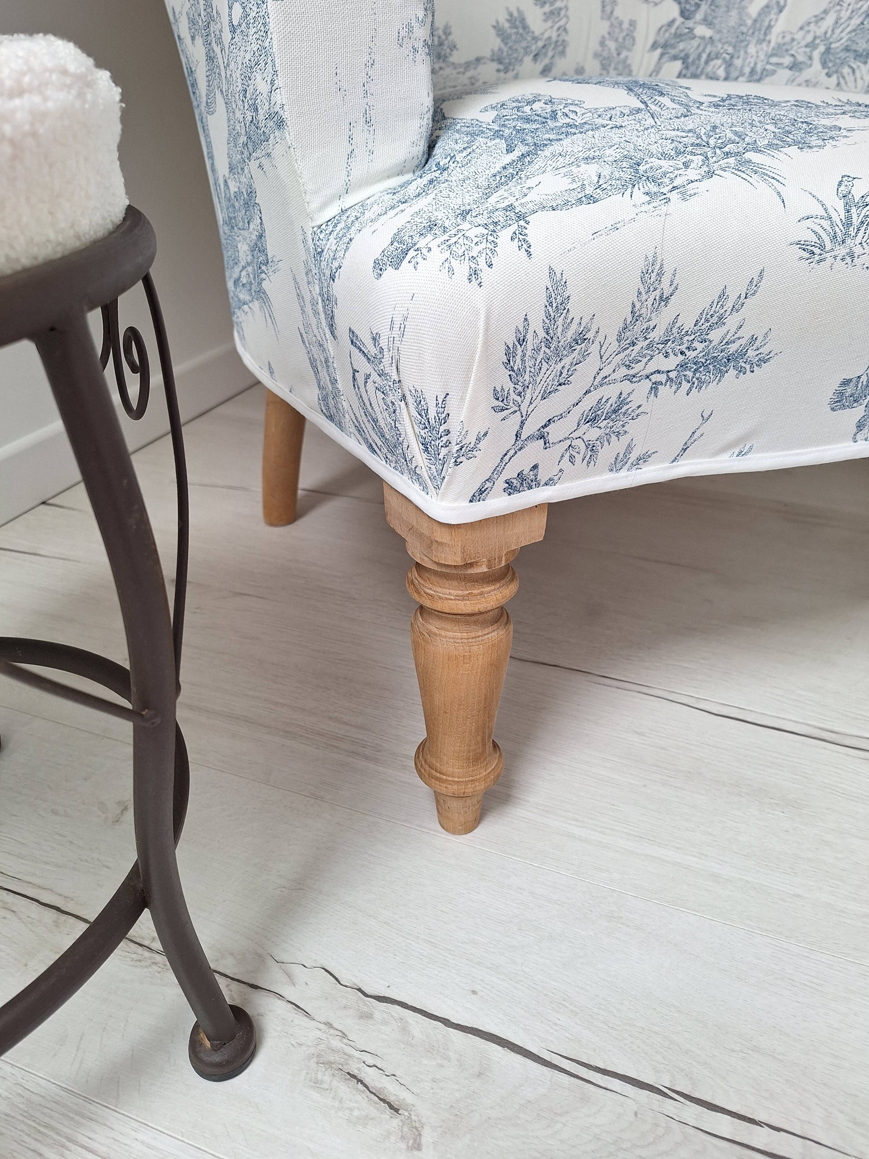 Blue toile de jouy toad armchair