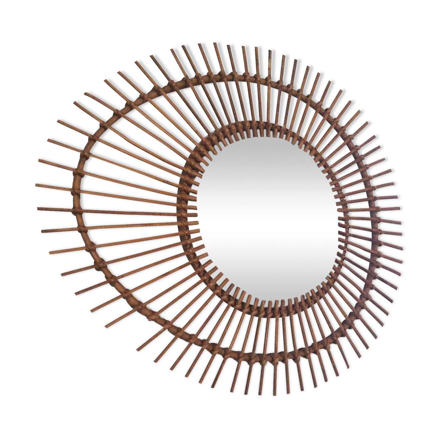 Rattan free-form mirror from the 50s and 60s