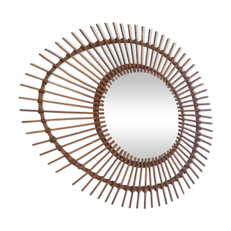 Rattan free-form mirror from the 50s and 60s