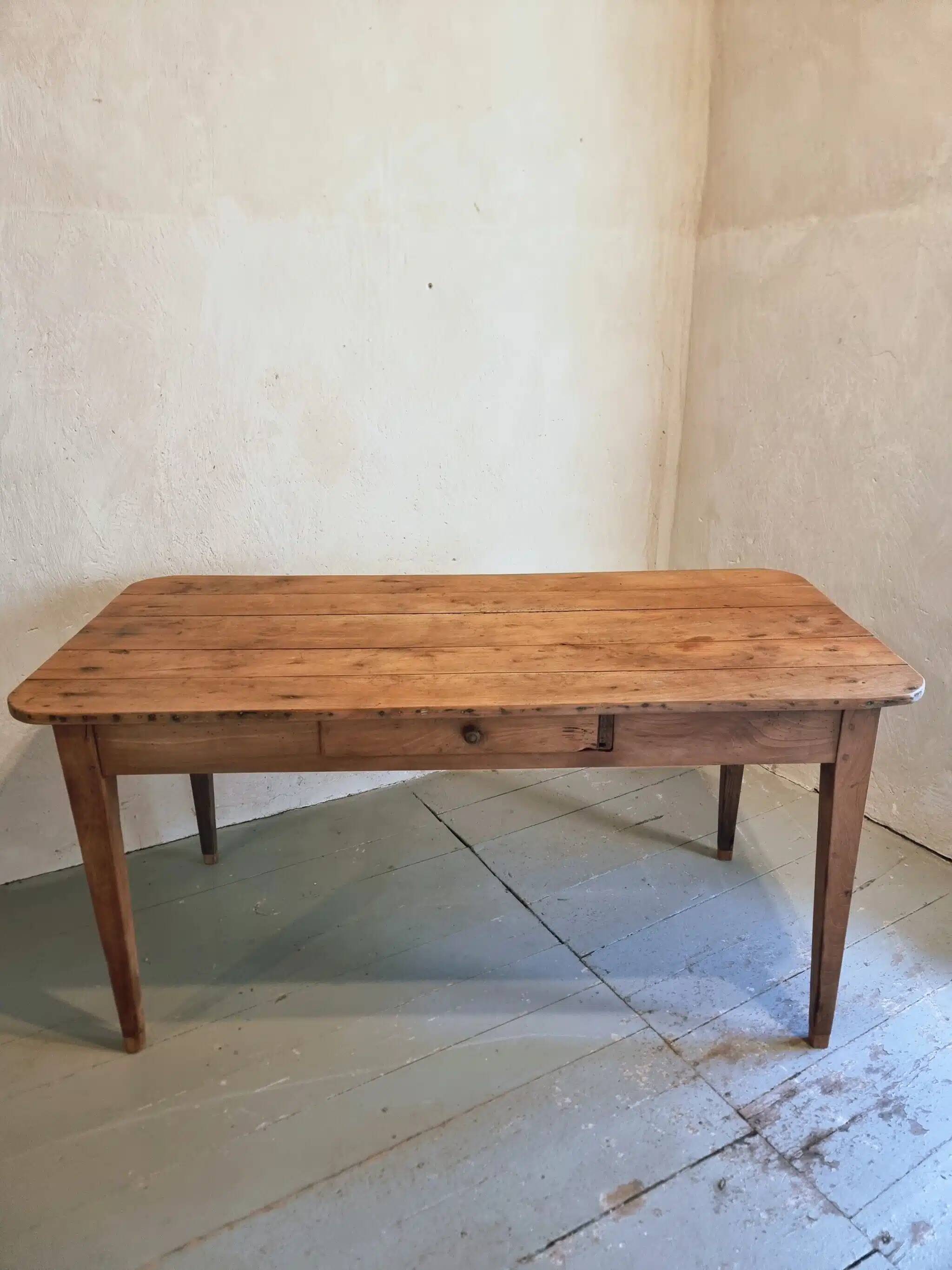 Antique French cherry wood dining table, early 20th century