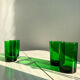Lot de 4 verres verts translucides style vereco