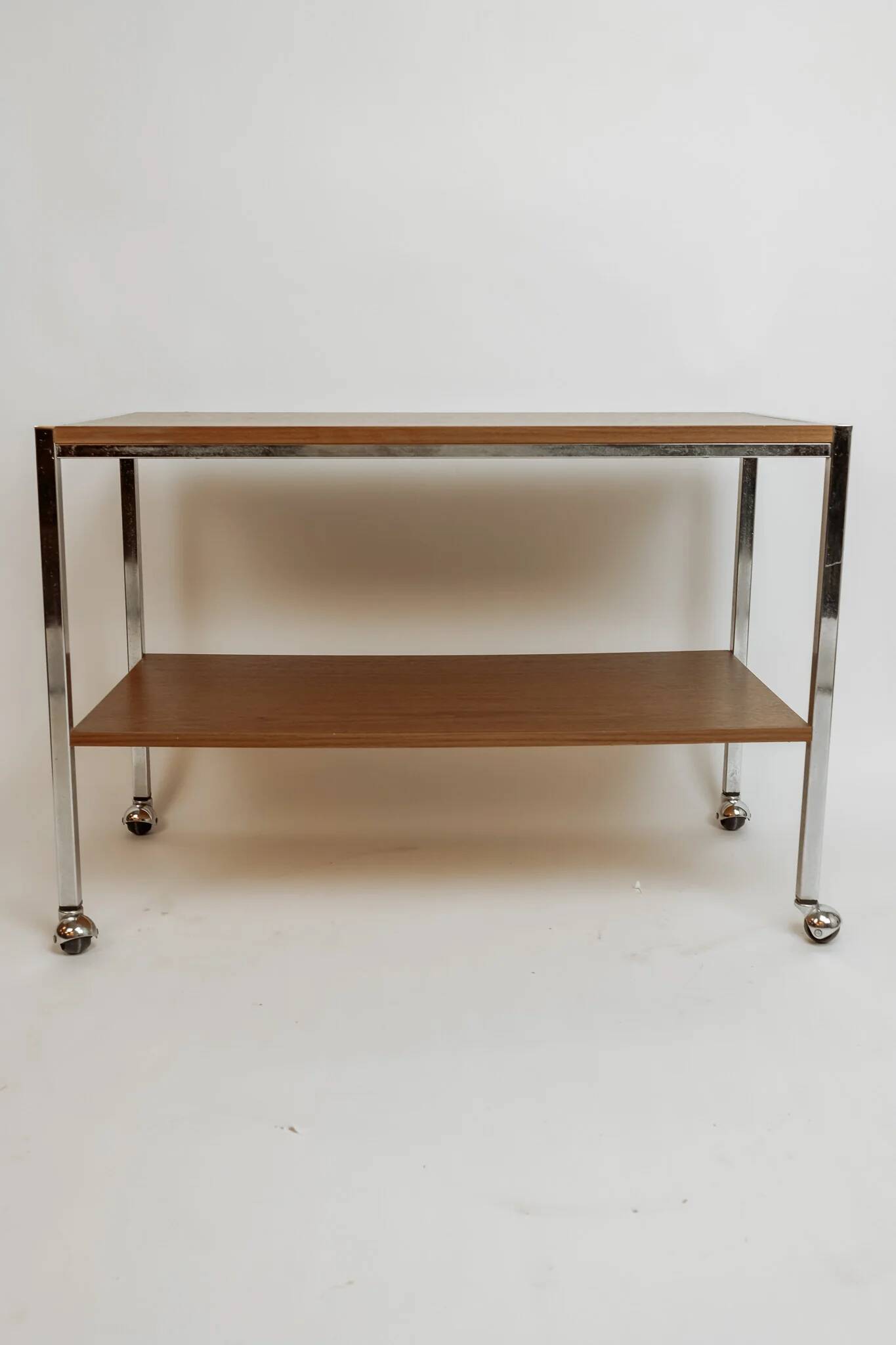 Desserte de bar vintage, années 70 - bois et chrome