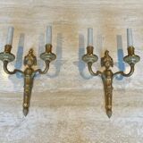 Set of 4 bronze wall lights in Louis XVI style.