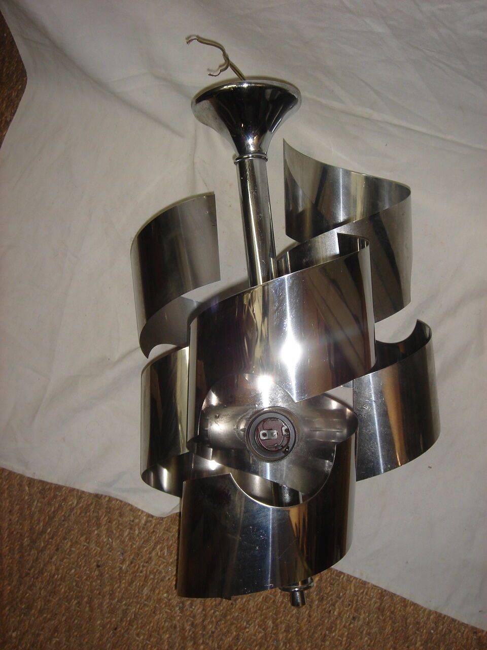 Space Age stainless chrome ceiling lamp 1970