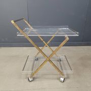 Vintage lucite and brass trolley, 1970s