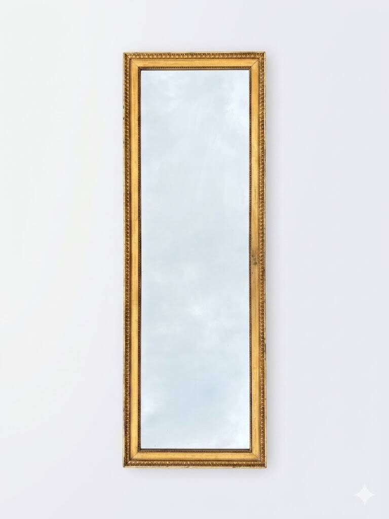 Large gold mirror 150 cm long classic style beaded frame