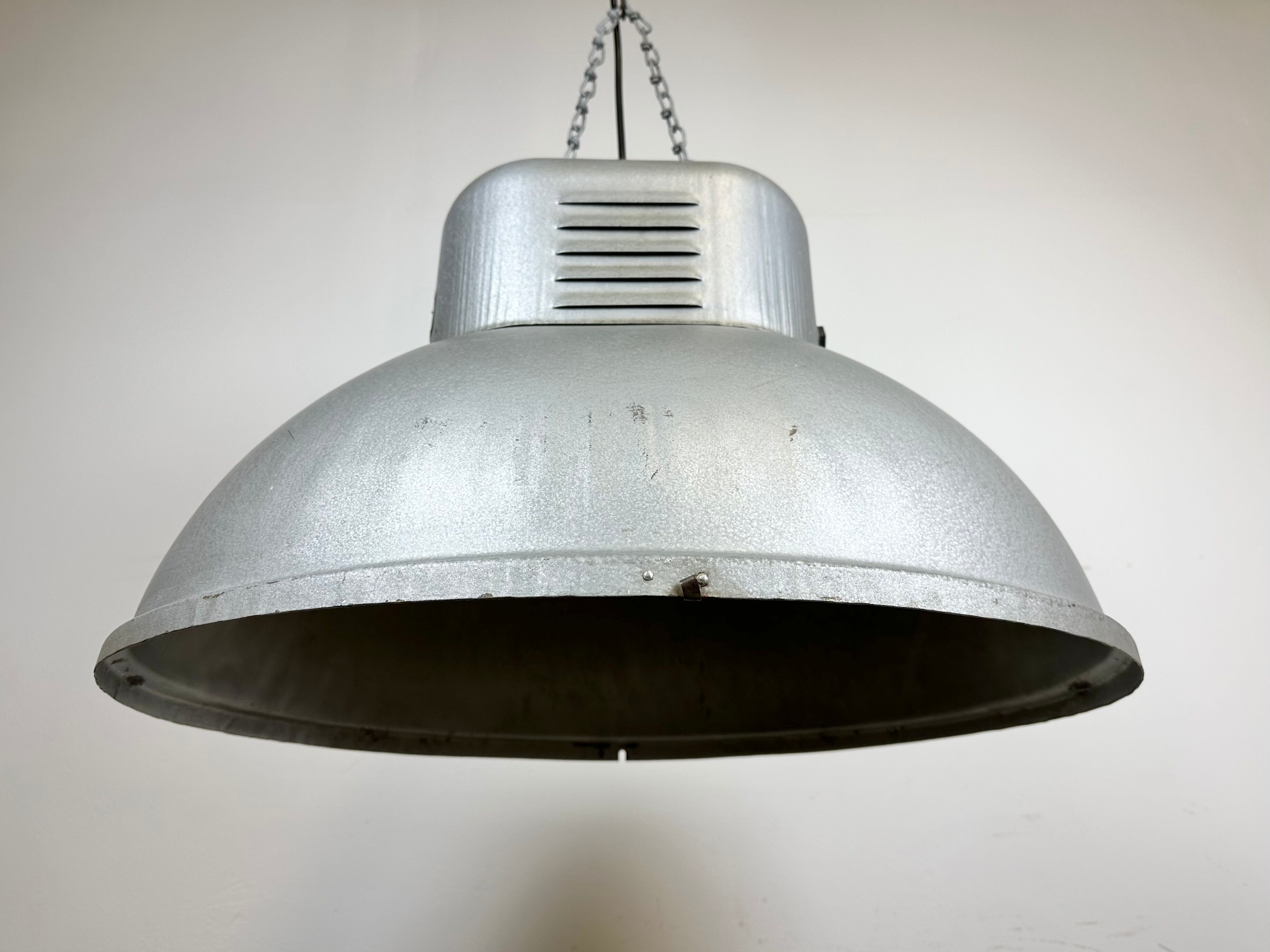 Large Oval Industrial Polish Factory Pendant Lamp from Predom Mesko, 1960s