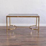 Table basse vintage en laiton fabriquée en France, 1950s