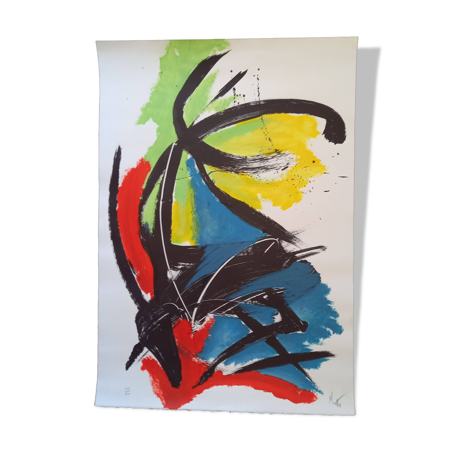 Original lithograph by Jean Miotte, abstract composition, in colors, signed by the artist