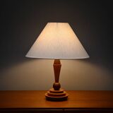 Art Deco Table Lamp in burl walnut wood, 1950s