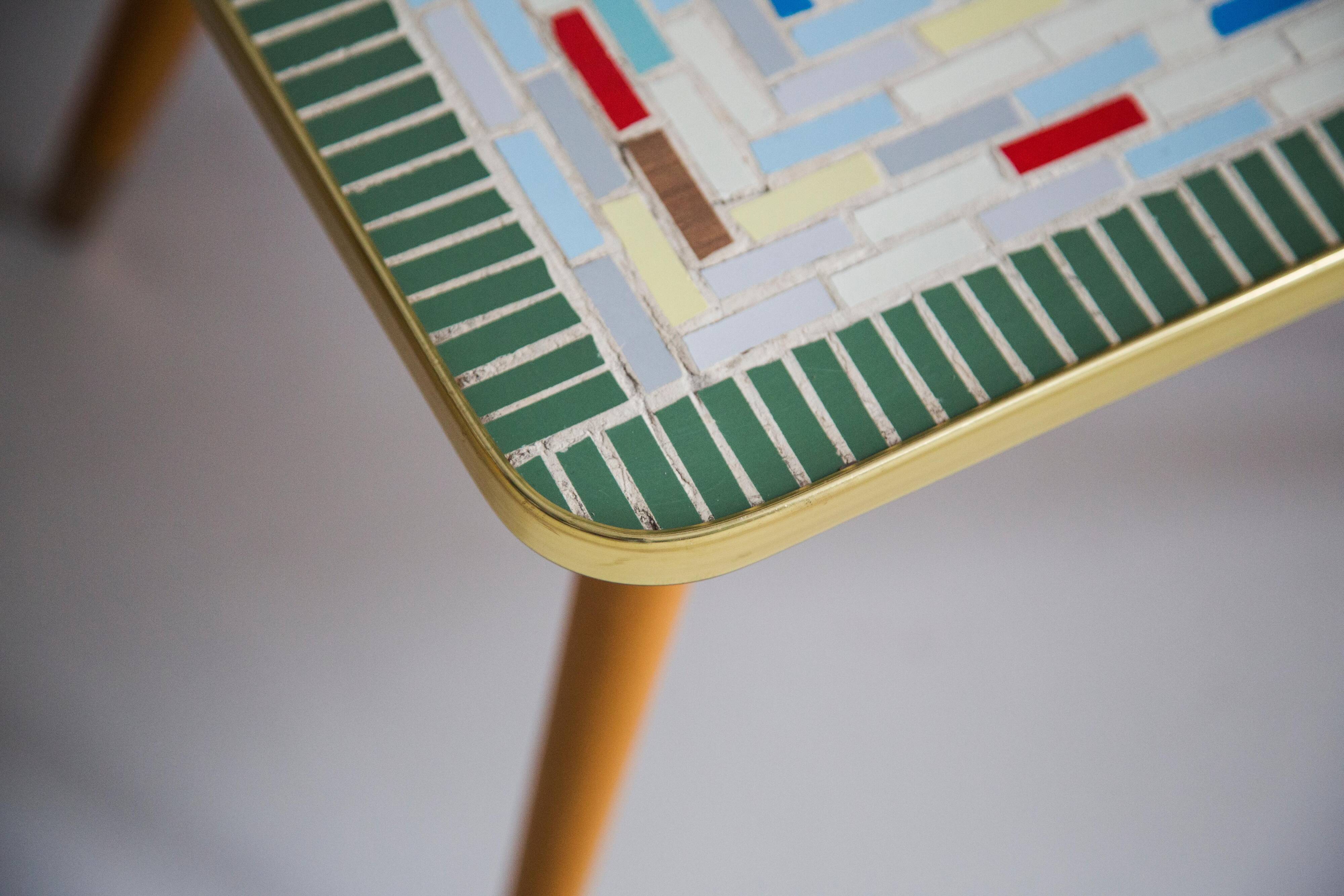 Original flower display in mosaic ceramic, side table, Germany, 1970s