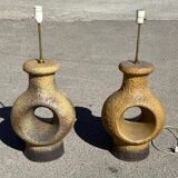 Set of 2 Danish modernist stoneware lamps from the mid-century, 1960s