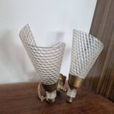 Pair of vintage rockabilly cornet wall lights