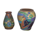 Two Belgium country vases low unique pieces signed