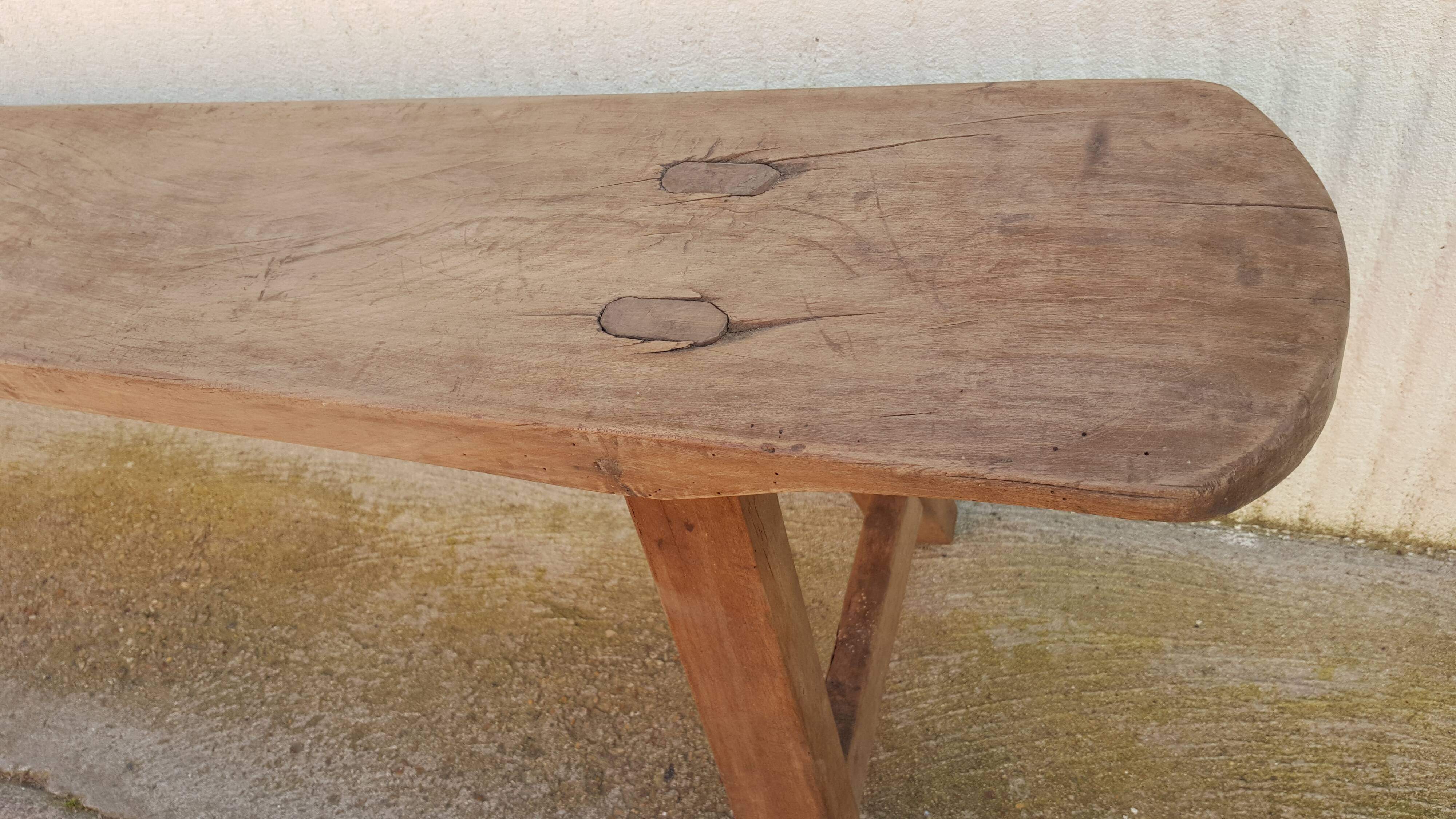 Natural wood farm bench