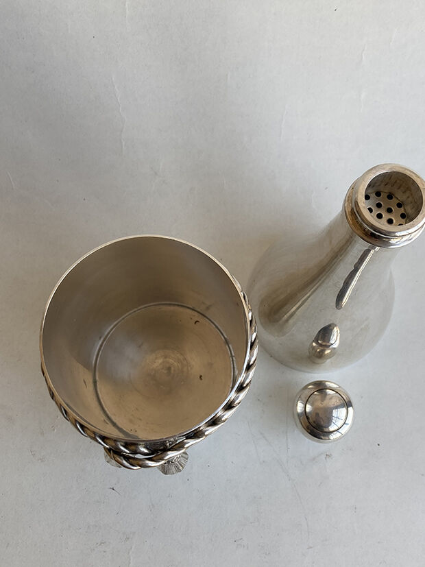 Cocktail shaker Maria Pergay 1970 bottle Champagne punches