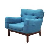 Fauteuil bleu, design danois, années 1960, production : Danemark
