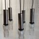 5-light chrome metal and molded glass pendant light - 70's