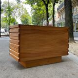 Brutalist chest of drawers in solid elm, Maison Regain, 1970