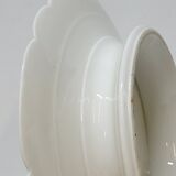 Superb Plate Dish on Pedestal 19th Century White Porcelain Bird Decor