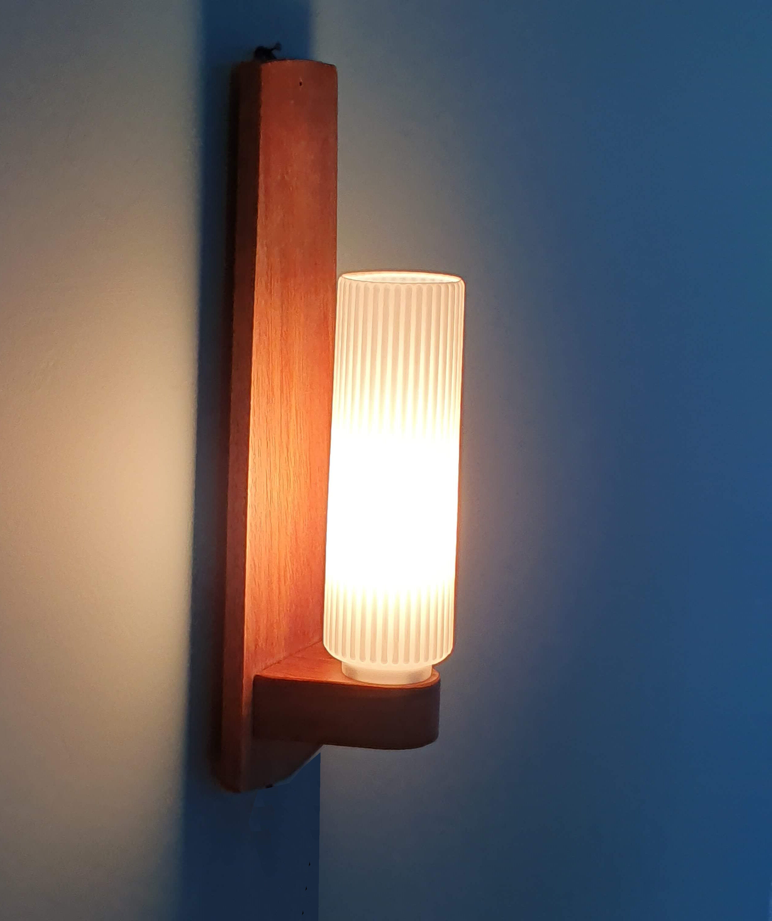 Scandinavian style teak wall lamp