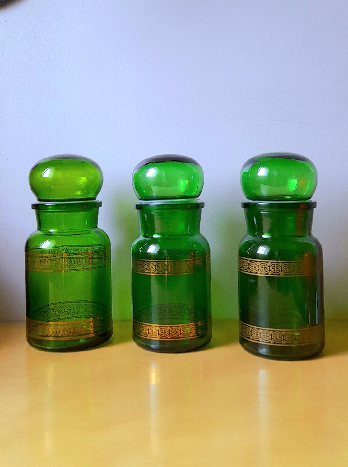 Lot de 3 bocaux d apothicaires 60s