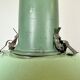Industrial soviet green enamel pendant light with glass cover, 1960s