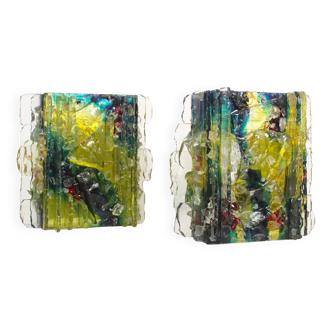 Set (2) of glass 'Chartres' wall lights by Willem van Oyen for RAAK