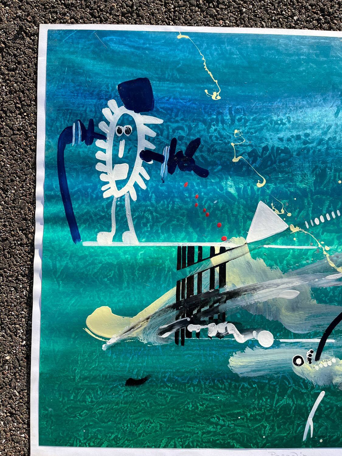 Contemporary painting oil on paper signed