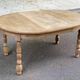 Extendable round farmhouse dining table renovated in raw oak 160cm 20th century