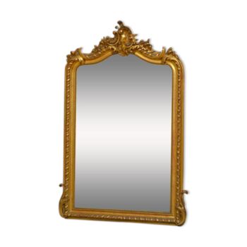 Nineteenth century French gilded wood mirror